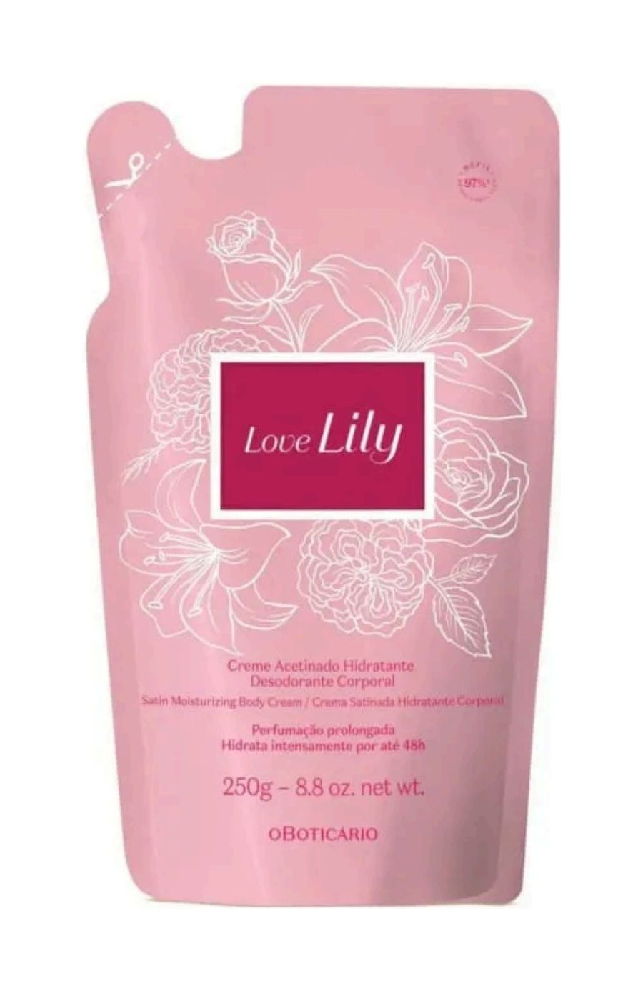 Refil Creme Acetinado Love Lily 400g — O Boticário com entrega em Recife | Liquida Perfumes